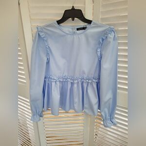 BooHoo Peplin Ruffle Top UK Size 10